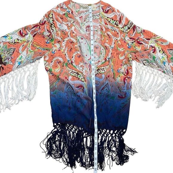 🌸 Gimmicks by BKE Printed Flyaway Cardigan Kimono M - Picture 7 of 8